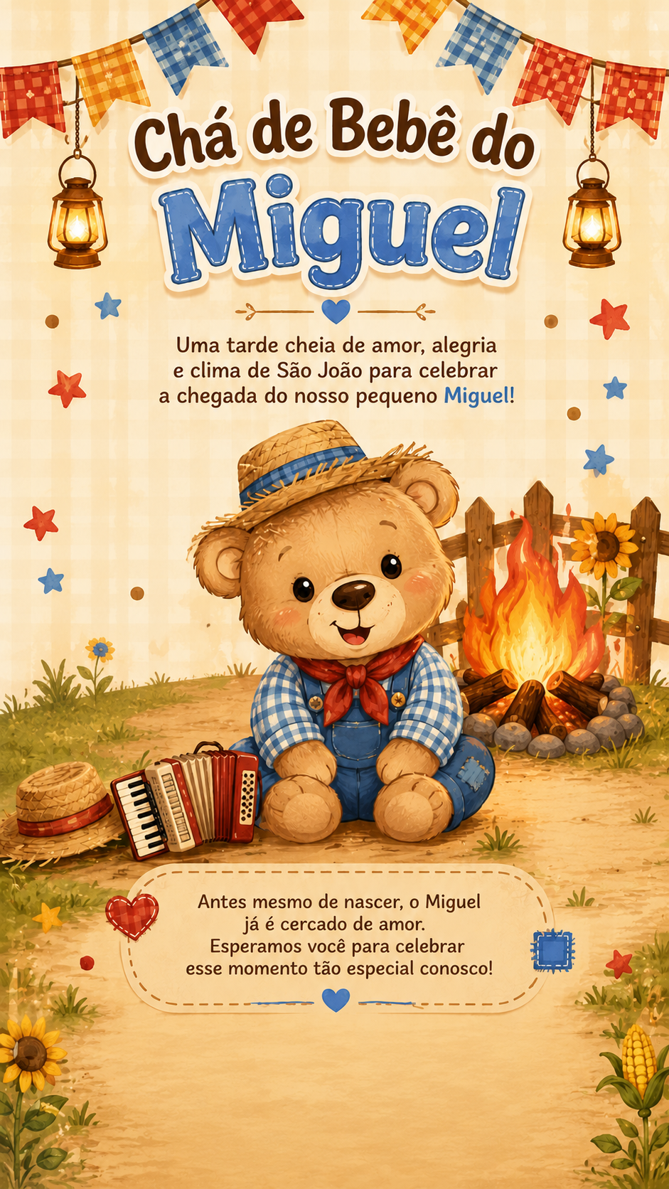 Ursinho do Miguel — Chá de Bebê Festa Julina